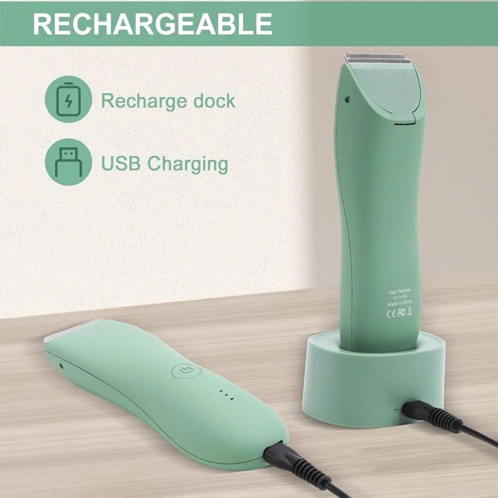 NEW! Hair Trimmer Electric Rechargeable Cordless Waterproof Attachments Green